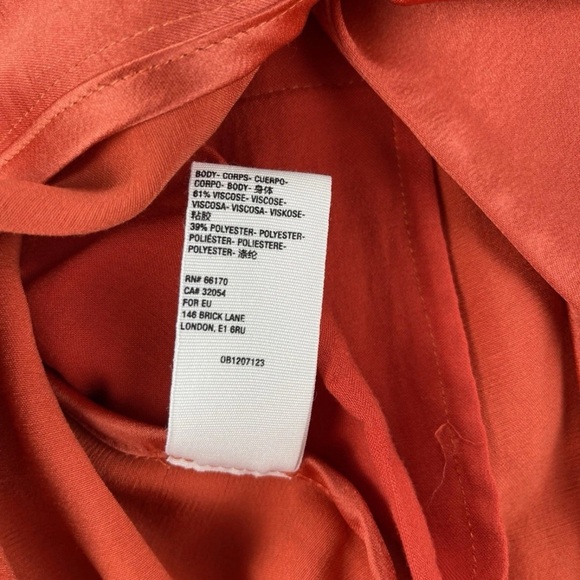 Free People Satin Silk Viscose Orange Rust Tailored Long Blazer Jacket Sz Medium - Picture 11 of 13